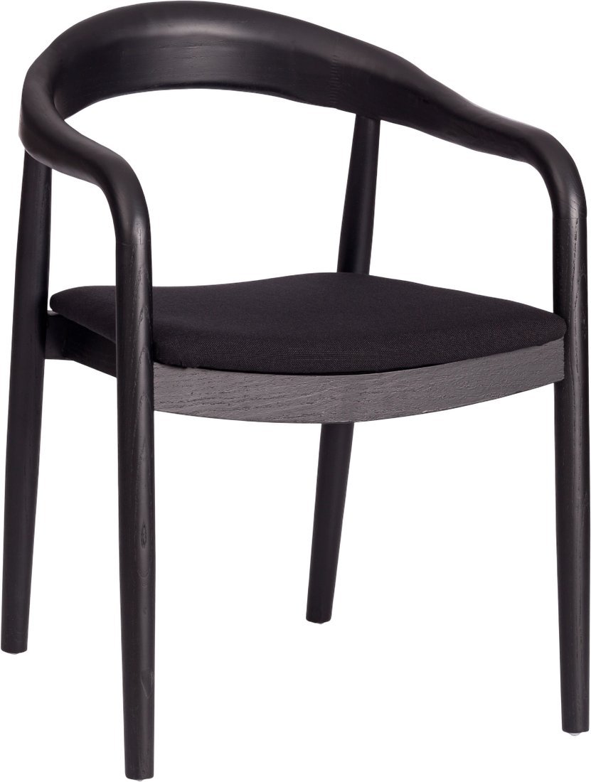 Стул с подлокотниками TetChair Baldur (дерево вяз/ткань лен, черный/черный лен)