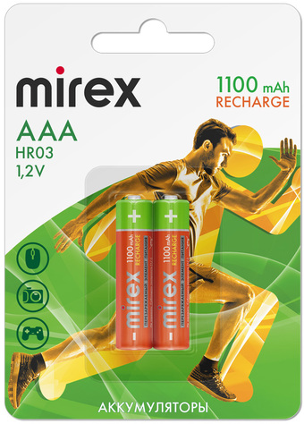 Аккумулятор Mirex AAA 1100mAh 2 шт HR03-11-E2
