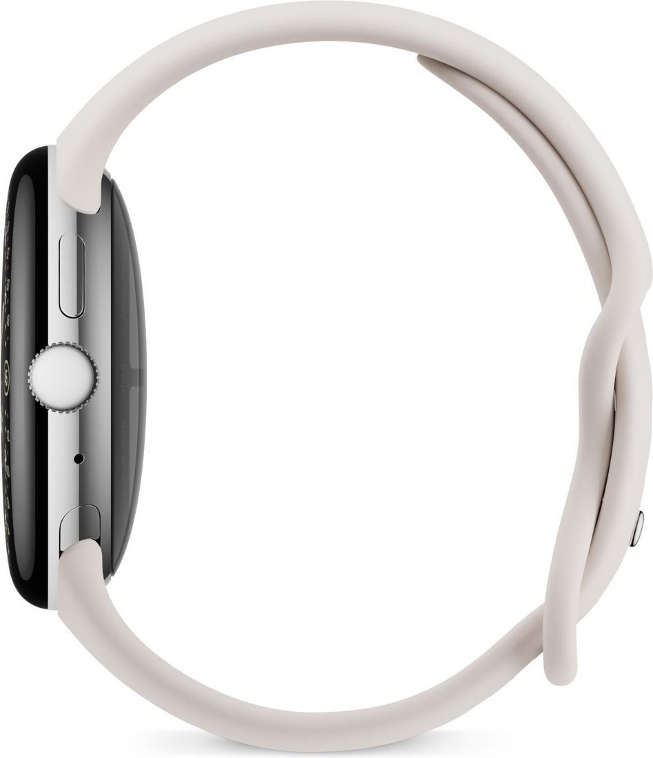 Умные часы Google Pixel Watch 4 45 мм (глянцевый серебристый/фарфор, спортивный силиконовый ремешок)