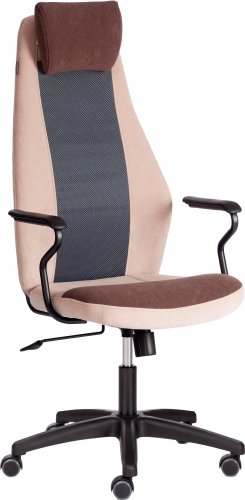Офисное кресло TetChair Aviator флок/ткань (коричневый/бежевый/серый)
