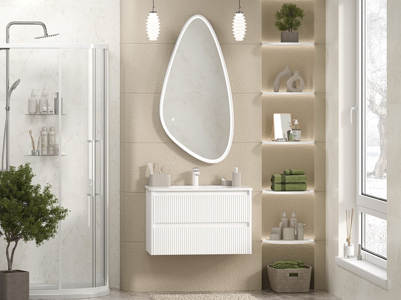 Brevita Тумба с умывальником Riva 80 RIV-07080-0102Я+B-OND080-01