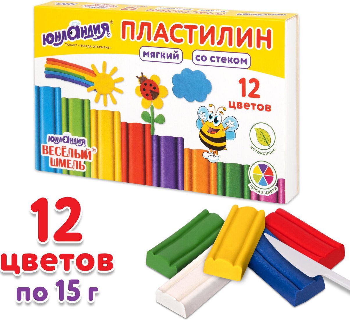 Пластилин Юнландия Веселый шмель 106672 (12 цв)