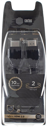 Кабель CACTUS HDMI - HDMI CS-HDMI.2-2 HDMI (2 м, черный)