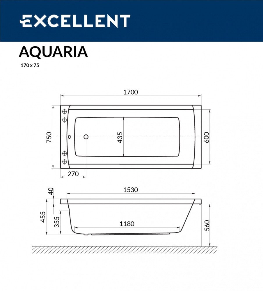 Ванна Excellent Aquaria 170x75 (с ножками)