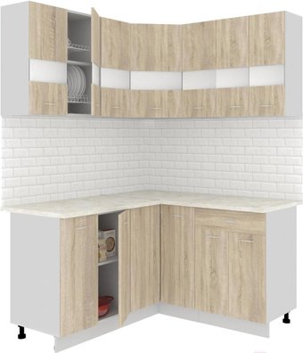 Готовая кухня Кортекс-мебель Корнелия Экстра 1.5x1.5м (дуб сонома/мадрид)