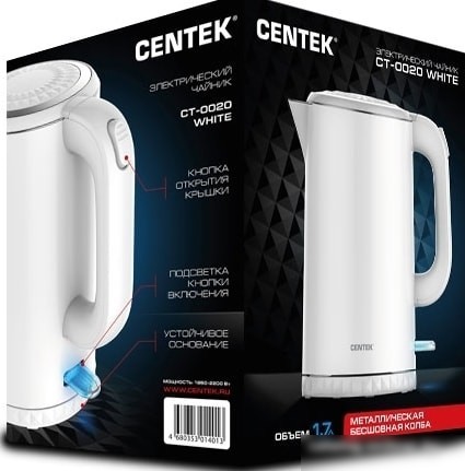 Электрочайник CENTEK CT-0020 (белый)