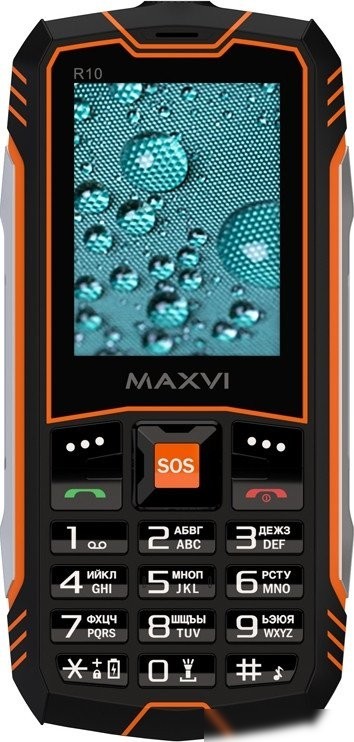 Кнопочный телефон Maxvi R10 (черный/оранжевый)