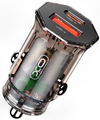 Автомобильное зарядное XO CC50 (черный/прозрачный)