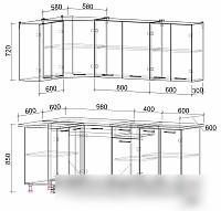 Готовая кухня Интерлиния Мила Лайт 1.2x2.0 (бетон лайт/дуб золотой/опал светлый)