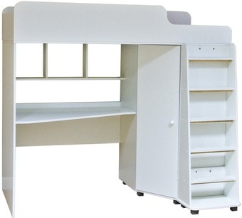 Кровать-чердак Красная звезда Р440 Капризун 5 со шкафом 180x80 (белый)