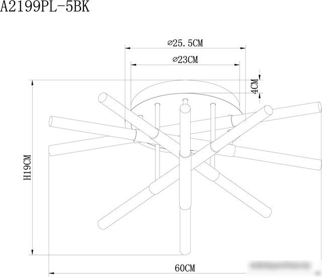 Припотолочная люстра Arte Lamp Fernando A2199PL-5BK