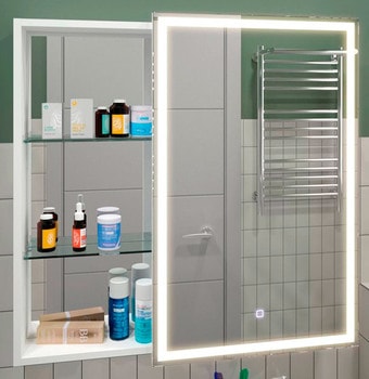 Континент Шкаф с зеркалом Aperio Led 80x80 (правый)
