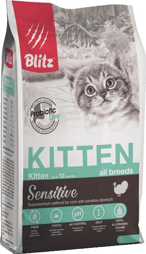 Сухой корм для кошек Blitz Sensitive Kitten All Breeds (для котят с индейкой) 2 кг