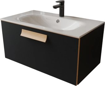 TERMINUS Тумба с умывальником Ното 80x38x45 с 1 ящиком NOT10801099901O (черный Soft Touch)