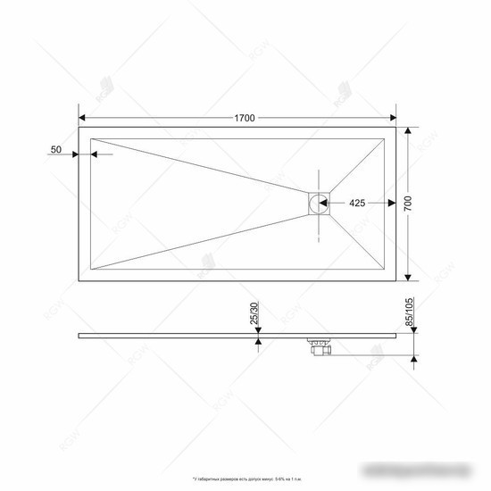 Душевой поддон RGW ST-0177W 16152717-01 70x170