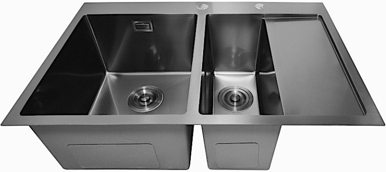 Кухонная мойка Stellar Decor S7850NB-2L-D (нано черный)