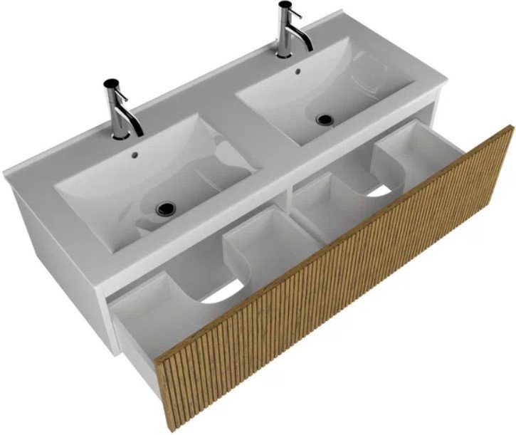ЗОВ Тумба с умывальником Кито 120 K120LW0MRM-OL120 (белый/тростник)