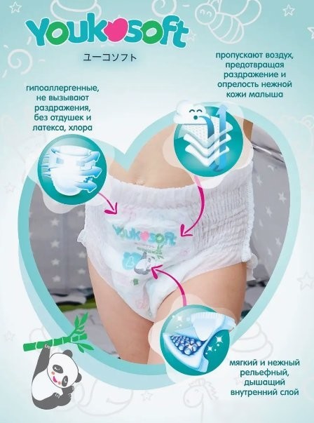 Трусики-подгузники Youkosoft Универсальные премиум 15+ XXL (32 шт)