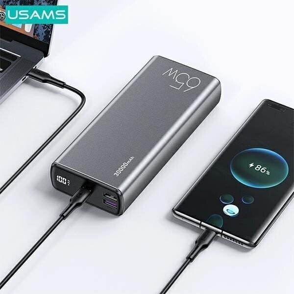 Внешний аккумулятор Usams CD165 PB59 30000mAh (темно-серый)