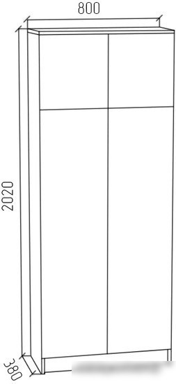 Шкаф распашной МДК ПРШ1 2-х створчатый 2020x800x400 (венге/дуб млечный)