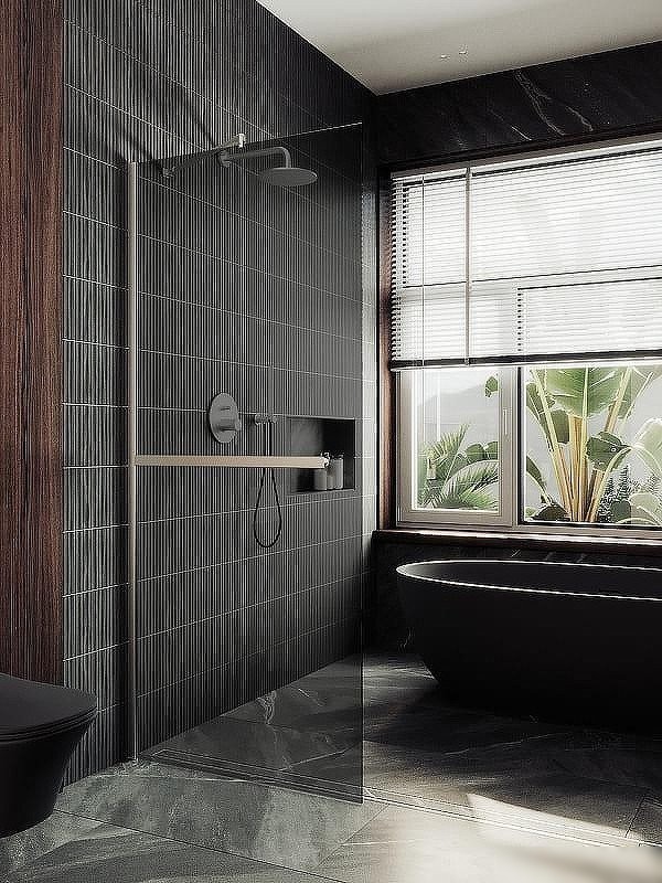 Душевая стенка MaybahGlass 99x195 MGD-1461-5ш (графитовое стекло/хром матовый)