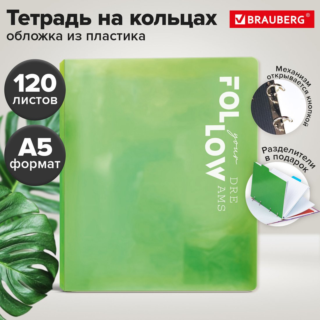 Общая тетрадь BRAUBERG Move 405260 (120л, салатовый)