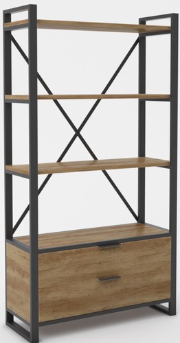 Стеллаж Hype Mebel Стандарт Люкс 50x170 (черный/дуб галифакс олово)