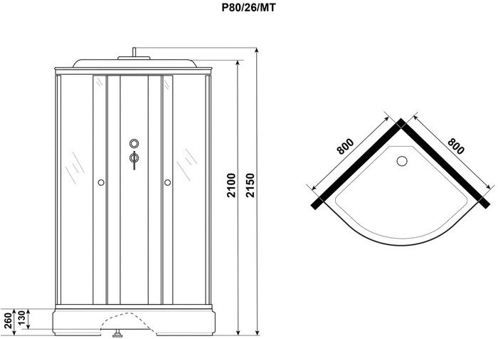 Душевая кабина Niagara Promo P80/26/MT 80x80x215