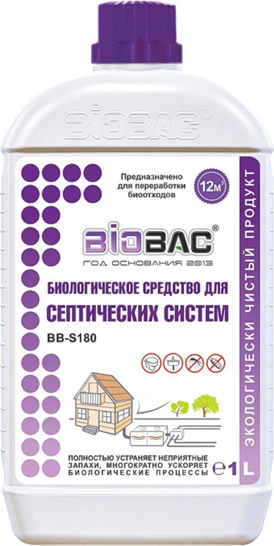 Жидкость для септиков и выгребных ям BioBac для септиков BB-S180 (1л)