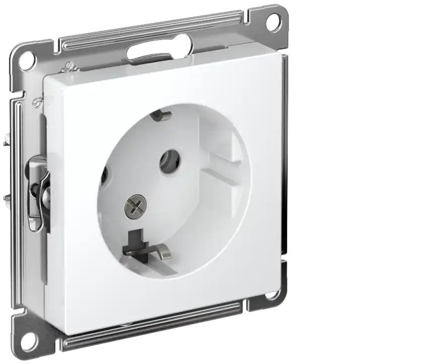 Розетка Systeme Electric AtlasDesign ATN000143 с заземлением + ATN000101 (белый/белый)