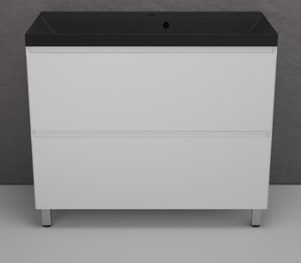 Symbolite Тумба под умывальник Манхэттен 100 Plus 2 ящика + Line 100x48 (белый матовый/антрацит)