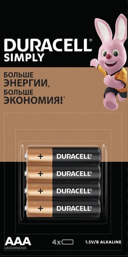 Батарейки DURACELL Simply AAA LR03 4 шт.