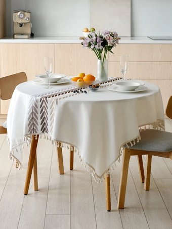 Скатерть Home One Linen Twigs 140x140 436214 (бежевый)