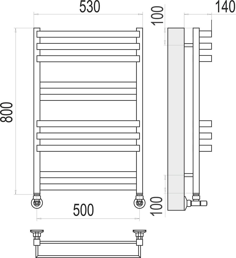 Полотенцесушитель TERMINUS Линц П10 500x800 (хром)