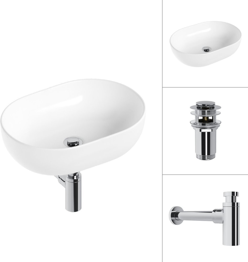 Умывальник Lauter 21836A + клапан 21190CH + сифон 21635CH (хром)