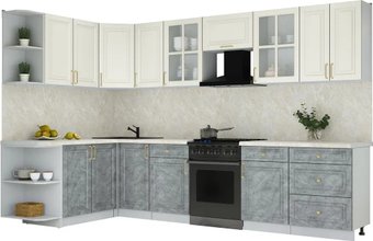 Готовая кухня Интерлиния Мила Шато 1.7x3.2 LV (белый/керамика/опал светлый)