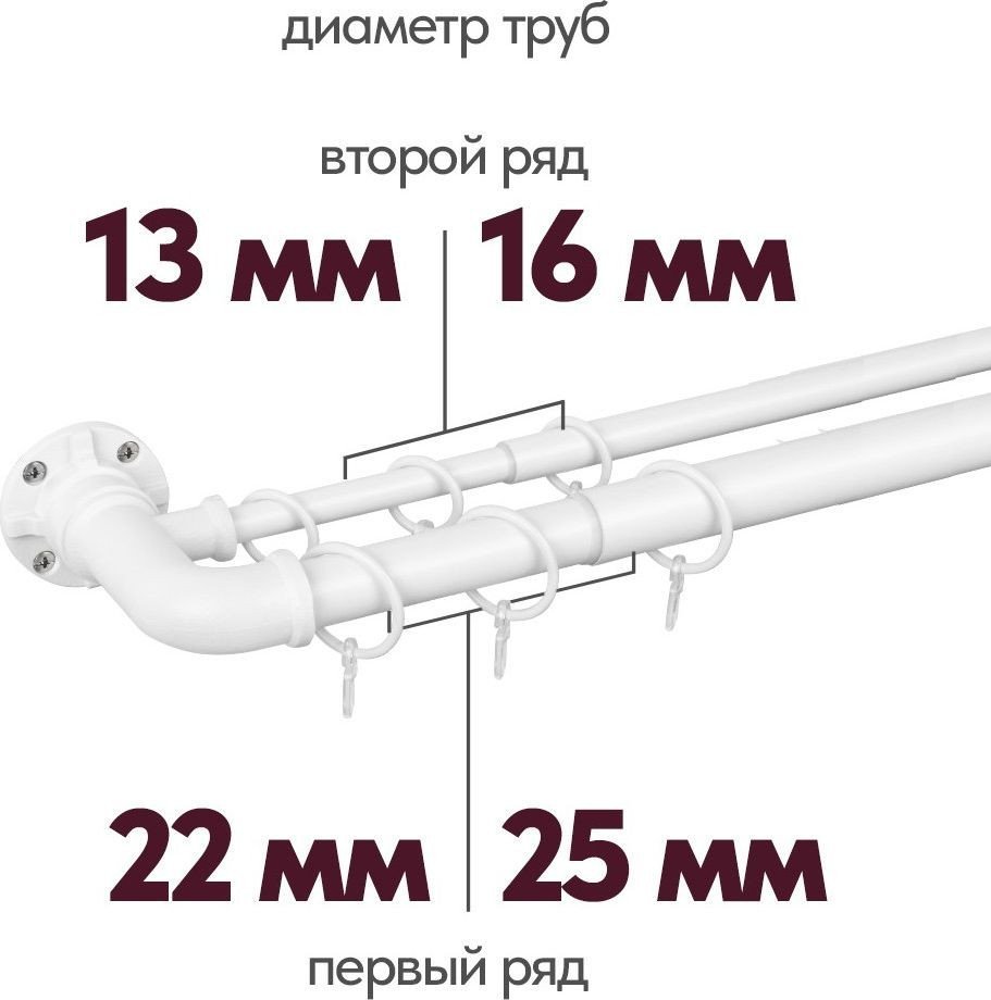 Карниз для штор UG Home Раздвижной 2-рядный 2КР-153-360-БЛ (белый, 1.53-3.6м)