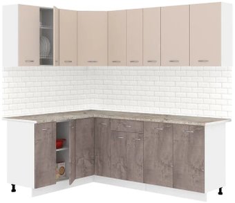 Готовая кухня Кортекс-мебель Корнелия Лира 1.5x2.2 (капучино/оникс/марсель)