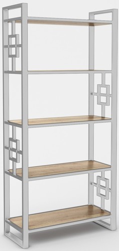Стеллаж Hype Mebel Квадро 80x200 (белый/дуб галифакс натуральный)