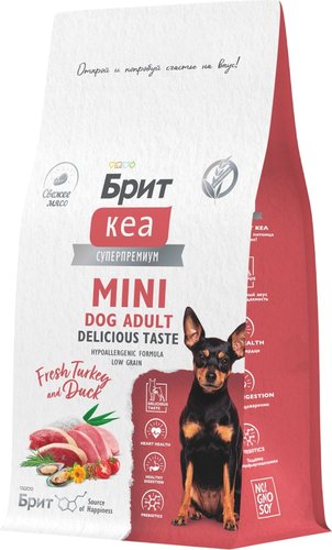 Сухой корм для собак Brit Кеа Mini Adult Delicious Taste с инд.и уткой д/приверед. 400 г