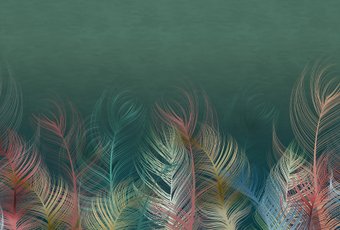 Фотообои Vimala Перья на зеленом 270x400
