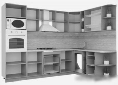 Готовая кухня Интерлиния Мила Деко 1.88x2.8 правая (пепел-опал светлый)