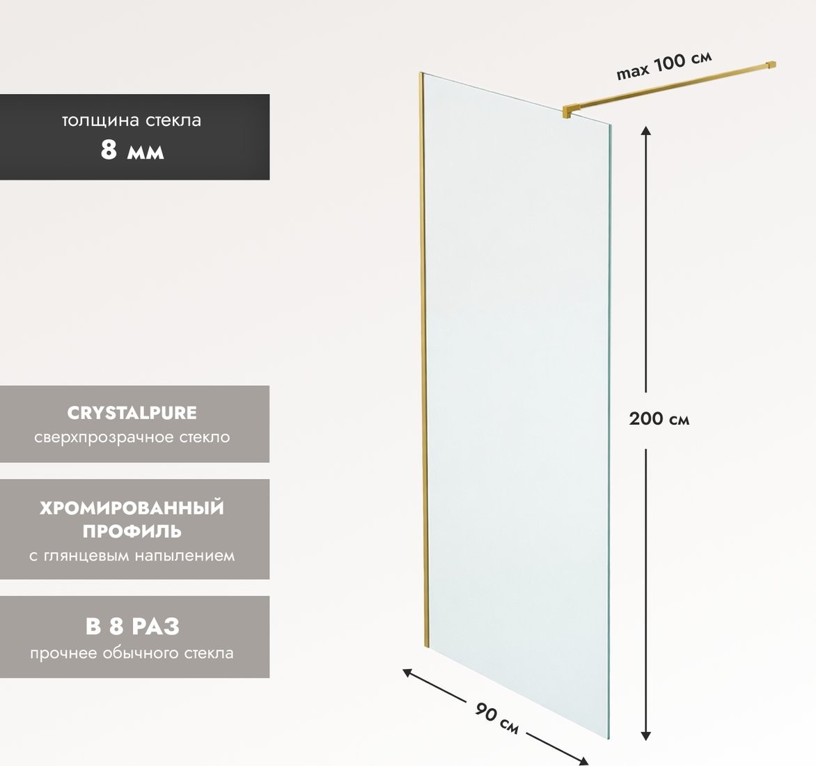 Душевая стенка Benetto BEN-602 MG C 90х200