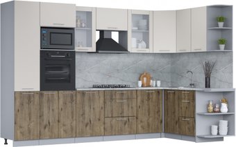 Готовая кухня Интерлиния Мила 1.68x3.2 правая (персидский жемчуг/дуб веллингтон/серый каспий)