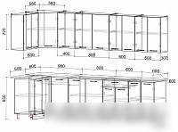 Готовая кухня Интерлиния Мила Лайт 1.2x3.0 (серебро/дуб веллингтон/белый гранит)