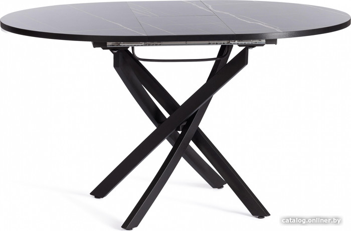 Кухонный стол TetChair Manzana 100x100+30x75 (мрамор черный/черный)
