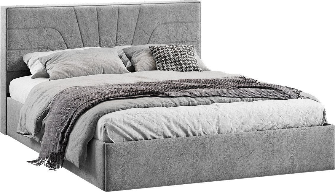 Кровать Трия Пандора с ПМ и заглушиной 160x200 Тип 1 (микровелюр Wellmart Silver)