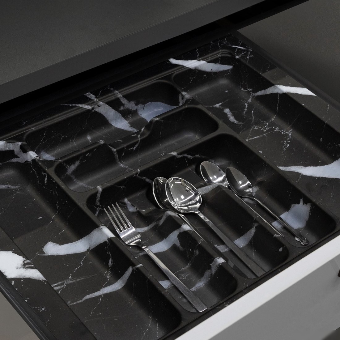 Лоток для столовых приборов AKS 700 Marble 635x485 (черно-серый мрамор)