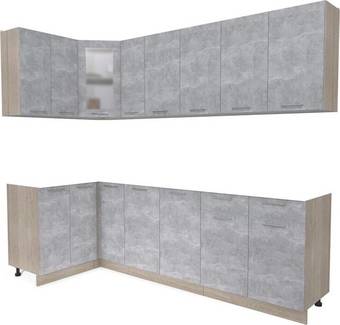 Готовая кухня Интерлиния Мила 12x25 без столешницы (бетон/бетон)
