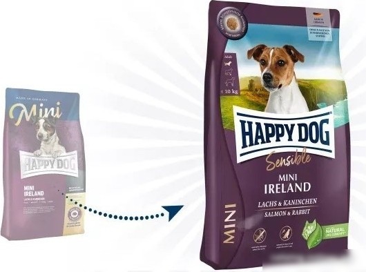 Сухой корм для собак Happy Dog Sensible Mini Ireland (для мелких пород с лососем и кроликом) 10 кг